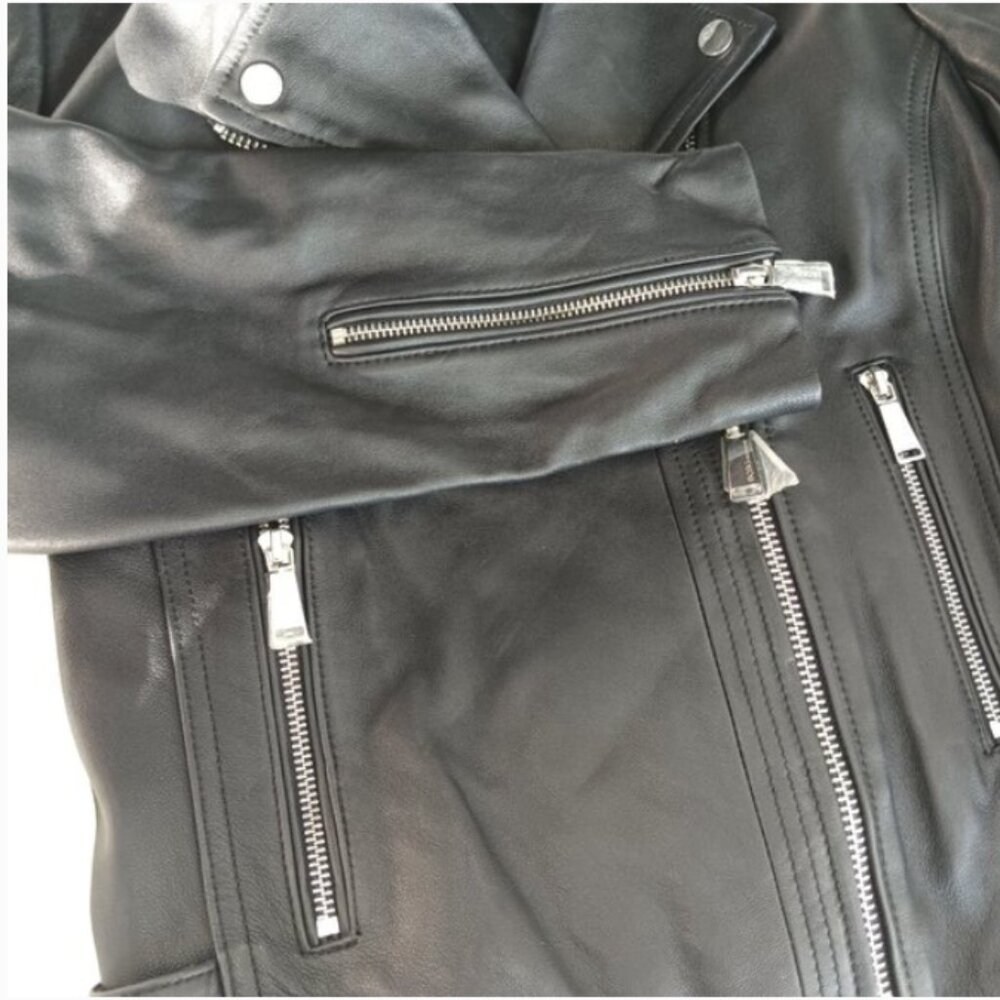 BCBGeneration 100% Lamb's Leather Moto Black Jacket Women's Size M